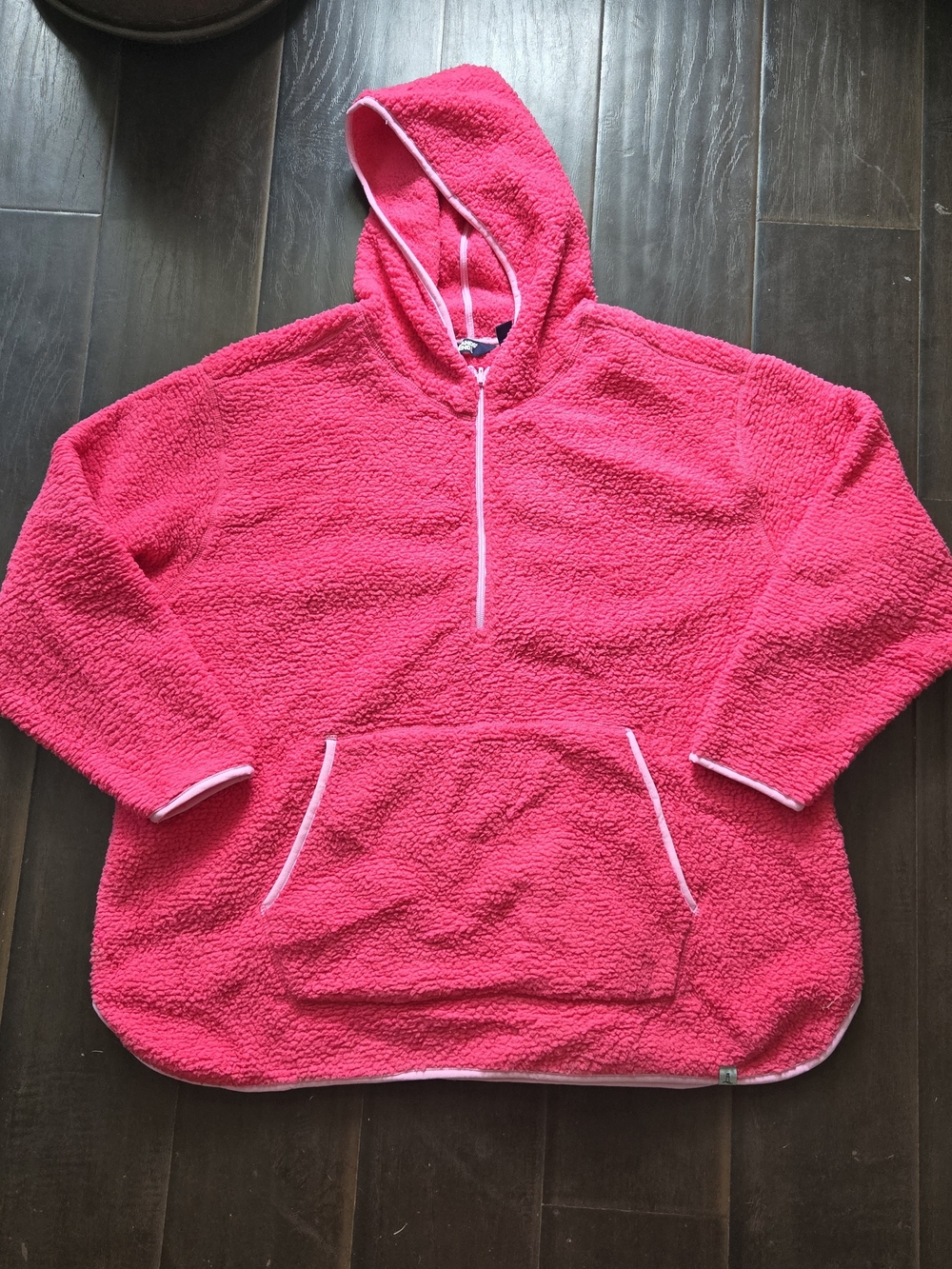 Lands' End Bright Pink Sherpa Half-Zip Hoodie